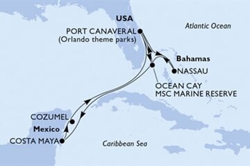 MSC SEASHORE - USA, Bahamy, Mexiko (z Port Canaveralu)