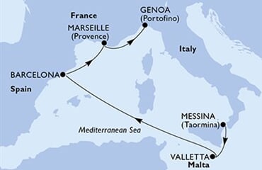 MSC World Europa - Itálie, Malta, Španělsko, Francie (Messina)