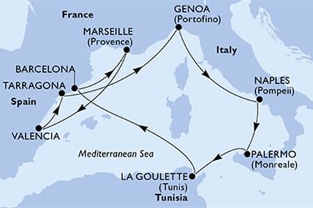 MSC Fantasia - Francie, Španělsko, Itálie, Tunisko (z Marseille)