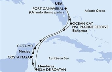 MSC Seashore - USA, Bahamy, Honduras, Mexiko (z Port Canaveralu)
