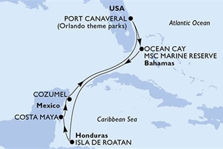 MSC Seashore - USA, Bahamy, Honduras, Mexiko (z Port Canaveralu)