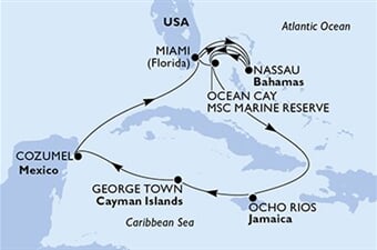 MSC Seascape - USA, Bahamy, Jamajka, Kajmanské o., Mexiko (z Miami)