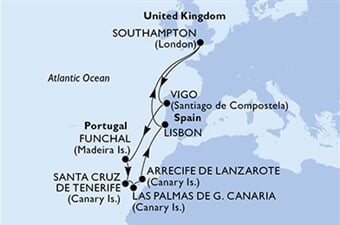 MSC Virtuosa - Velká Británie, Španělsko, Portugalsko (ze Southamptonu)