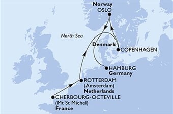 MSC Preziosa - Francie, Nizozemí, Dánsko, Norsko, Německo (Cherbourg)