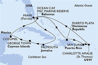 MSC Seascape - USA, Dominikán.rep., Portoriko, Panenské o. (americké), Jamajka, ... (z Miami)