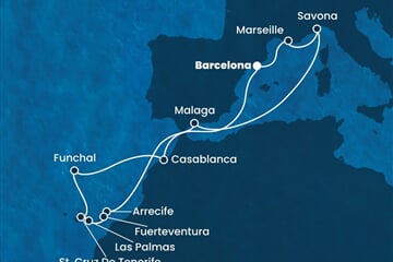 Costa Fortuna - Španělsko, Francie, Itálie, Portugalsko, Maroko (z Barcelony)