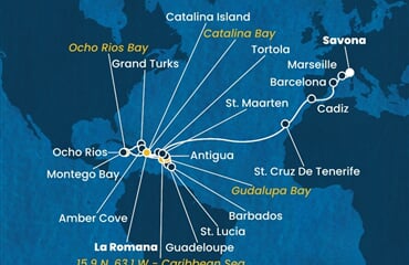 Costa Fascinosa - Dominikán.rep., Jamajka, Turks a Caicos, Nizozemské Antily, Panenské o. (britské), ... (z La Romana)