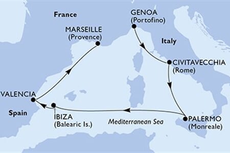 MSC Seaside - Itálie, Španělsko, Francie (z Janova)