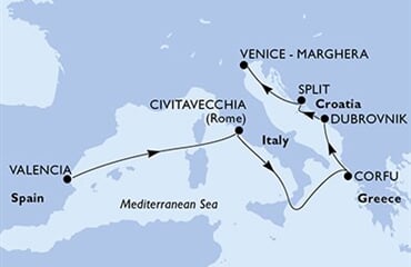 MSC Lirica - Španělsko, Itálie, Řecko, Chorvatsko (Valencie)