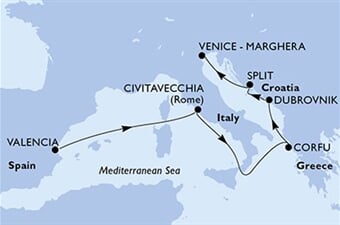 MSC Lirica - Španělsko, Itálie, Řecko, Chorvatsko (Valencie)