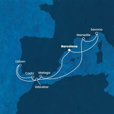 Costa Diadema - Španělsko, Velká Británie, Portugalsko, Francie, Itálie (z Barcelony)
