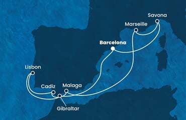Costa Diadema - Španělsko, Velká Británie, Portugalsko, Francie, Itálie (z Barcelony)
