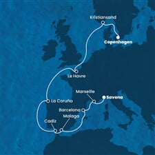 Costa Diadema - Dánsko, Norsko, Francie, Španělsko, Itálie (z Kodaně)