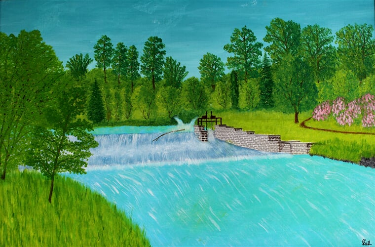 Řeka 'Doubrava', jez Žleby