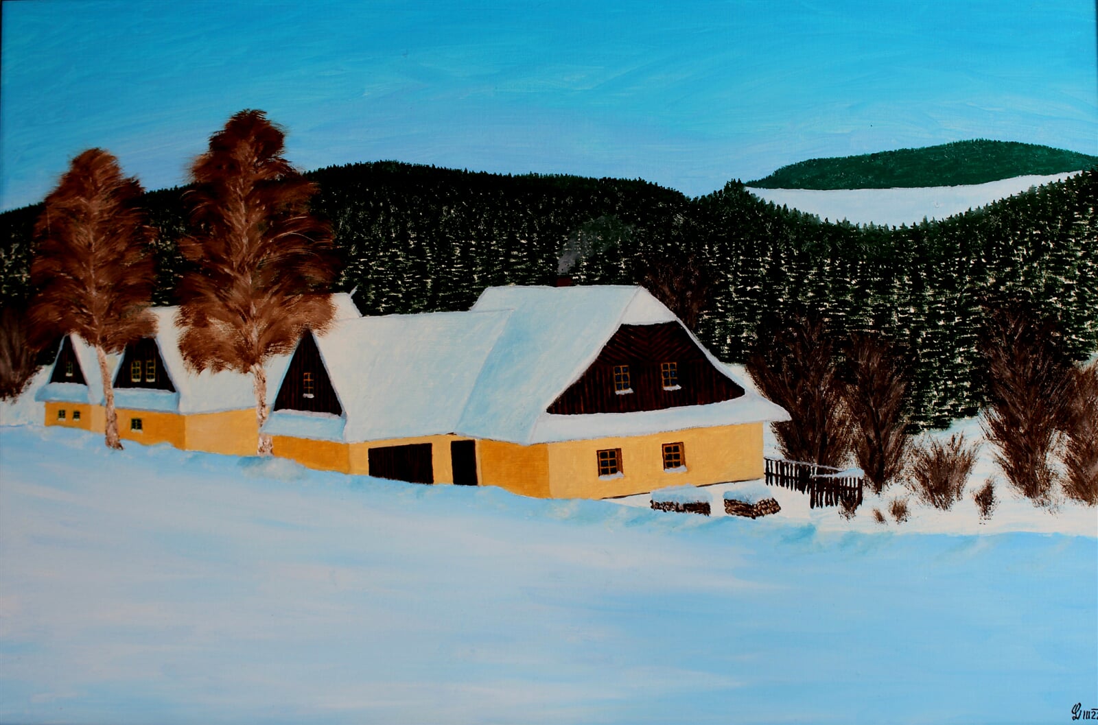 Milan Laštovička: Domky na samotě, 40 × 60 cm