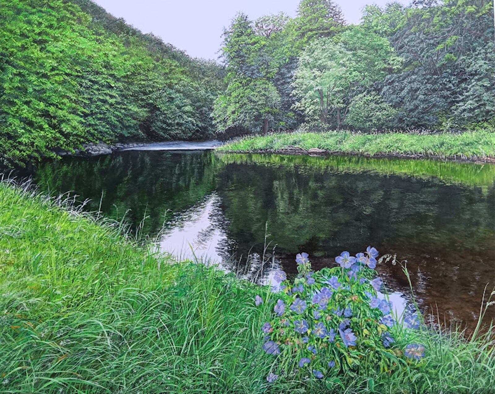 Kamila Hajdušková: Řeka Dyje ve vranovském podzámčí, 40 × 50 cm