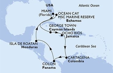 MSC Divina - USA, Kajmanské o., Jamajka, Kolumbie, Panama, ... (z Miami)