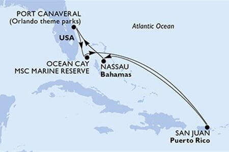 MSC Grandiosa - USA, Bahamy, Portoriko (z Port Canaveralu)
