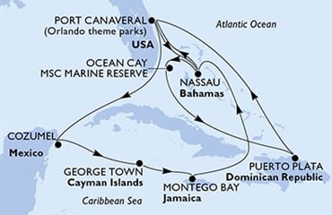 MSC Grandiosa - USA, Bahamy, Dominikán.rep., Mexiko, Kajmanské o., ... (z Port Canaveralu)