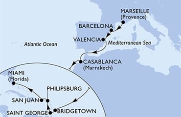 MSC Seaside - Francie, Španělsko, Maroko, Barbados, Grenada, ... (z Marseille)