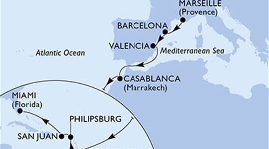 MSC Seaside - Francie, Španělsko, Maroko, Barbados, Grenada, ... (z Marseille)