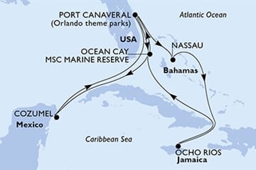 MSC Seashore - USA, Bahamy, Jamajka, Mexiko (z Port Canaveralu)