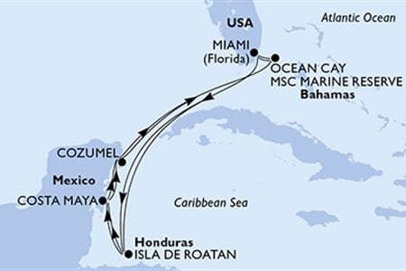 MSC WORLD AMERICA - USA, Honduras, Mexiko, Bahamy (z Miami)