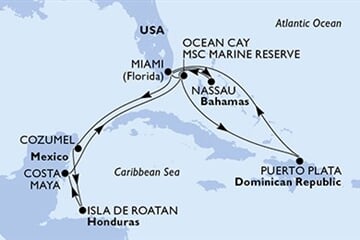 MSC SEASIDE - USA, Bahamy, Dominikán.rep., Mexiko, Honduras (z Miami)