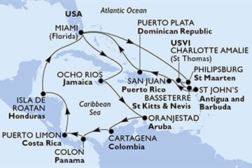 MSC DIVINA - USA, Jamajka, Aruba, Kolumbie, Panama, ... (z Miami)