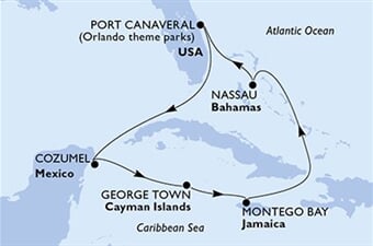 MSC Grandiosa - USA, Mexiko, Kajmanské o., Jamajka, Bahamy (z Port Canaveralu)