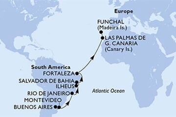 MSC Poesia - Argentina, Uruguay, Brazílie, Španělsko, Portugalsko (Buenos Aires)