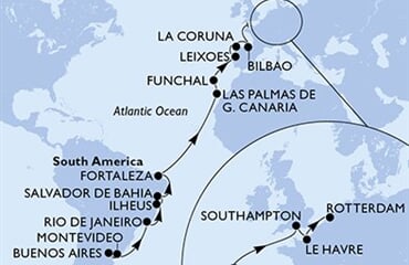 MSC Poesia - Argentina, Uruguay, Brazílie, Španělsko, Portugalsko, ... (Buenos Aires)