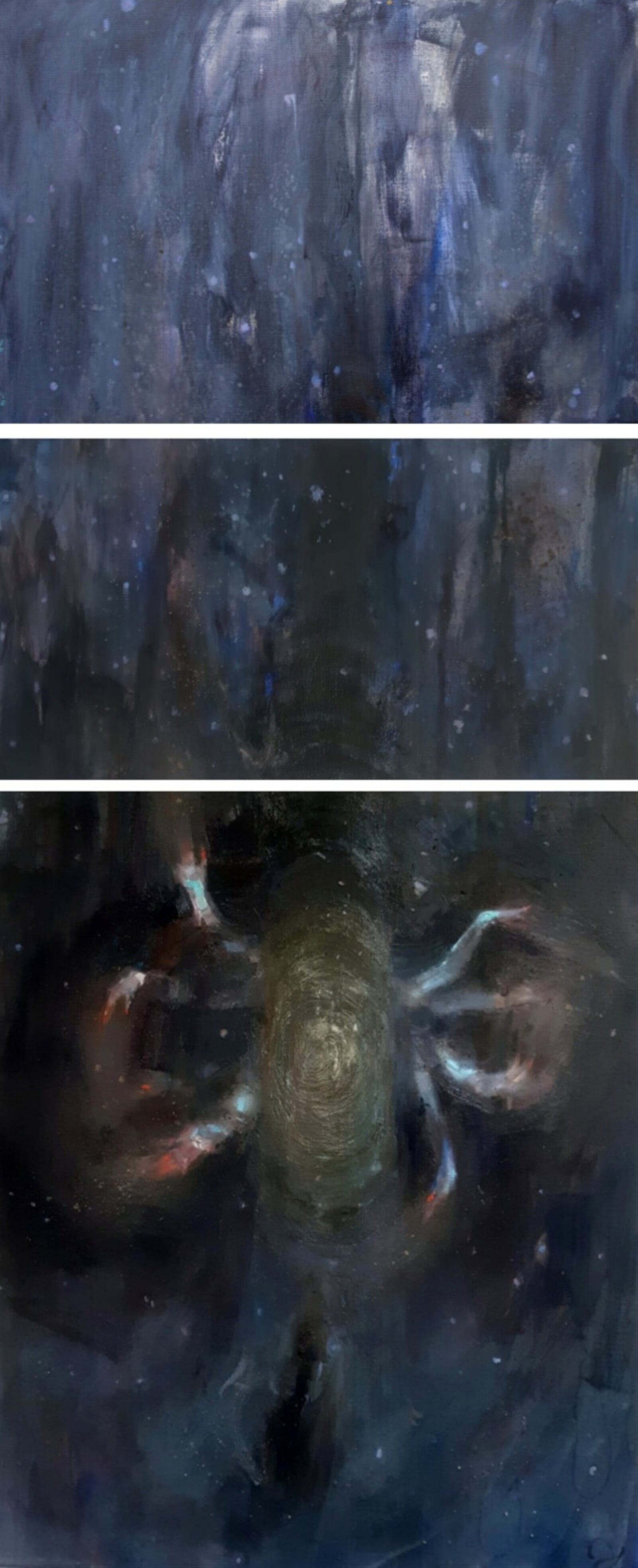 Adéla Topolová: Přelud, 50 × 75 cm + 40 × 75 + 95 × 75 cm