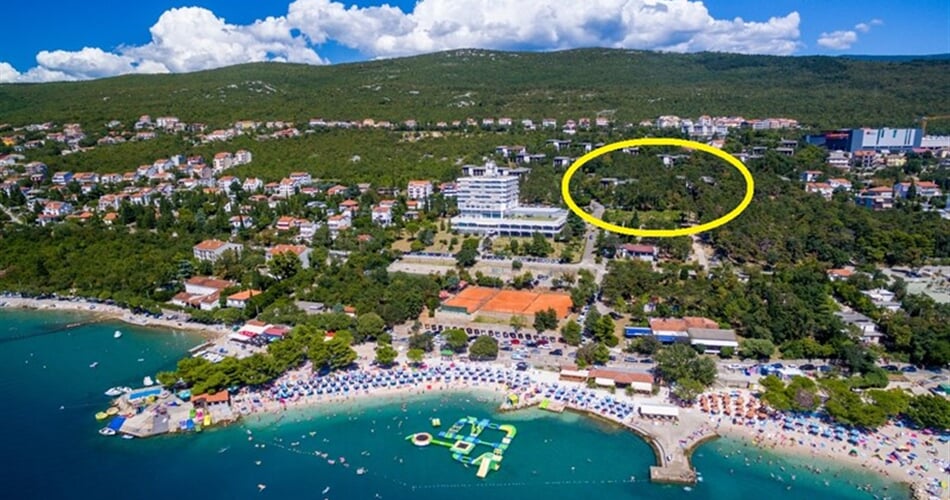 Omorika Annex (pavilony) - Pozice Annex Omorika, velký hotel = mateřský hotel Omorika - Crikvenica - 101 CK Zemek - Chorvatsko