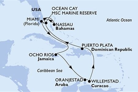 MSC DIVINA - USA, Jamajka, Aruba, Dominikán.rep., Bahamy (z Miami)