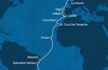 Costa Diadema - Brazílie, Španělsko, Portugalsko, Francie, Velká Británie, ... (z Rio de Janeira)