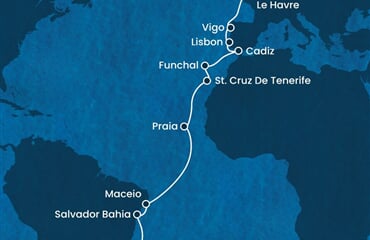 Costa Diadema - Brazílie, Španělsko, Portugalsko, Francie, Velká Británie (Santos)