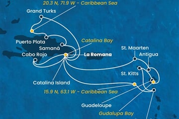 Costa Fascinosa - Dominikán.rep., Turks a Caicos, Dominika, Nizozemské Antily (z La Romana)