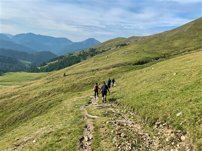 Trekking and hiking in beautiful mountains in Krems, Carinthia, Austria.