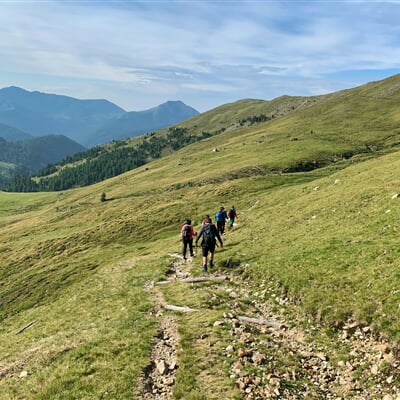 Trekking and hiking in beautiful mountains in Krems, Carinthia, Austria.