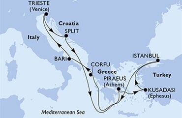 MSC Splendida - Itálie, Chorvatsko, Řecko, Turecko (Bari)