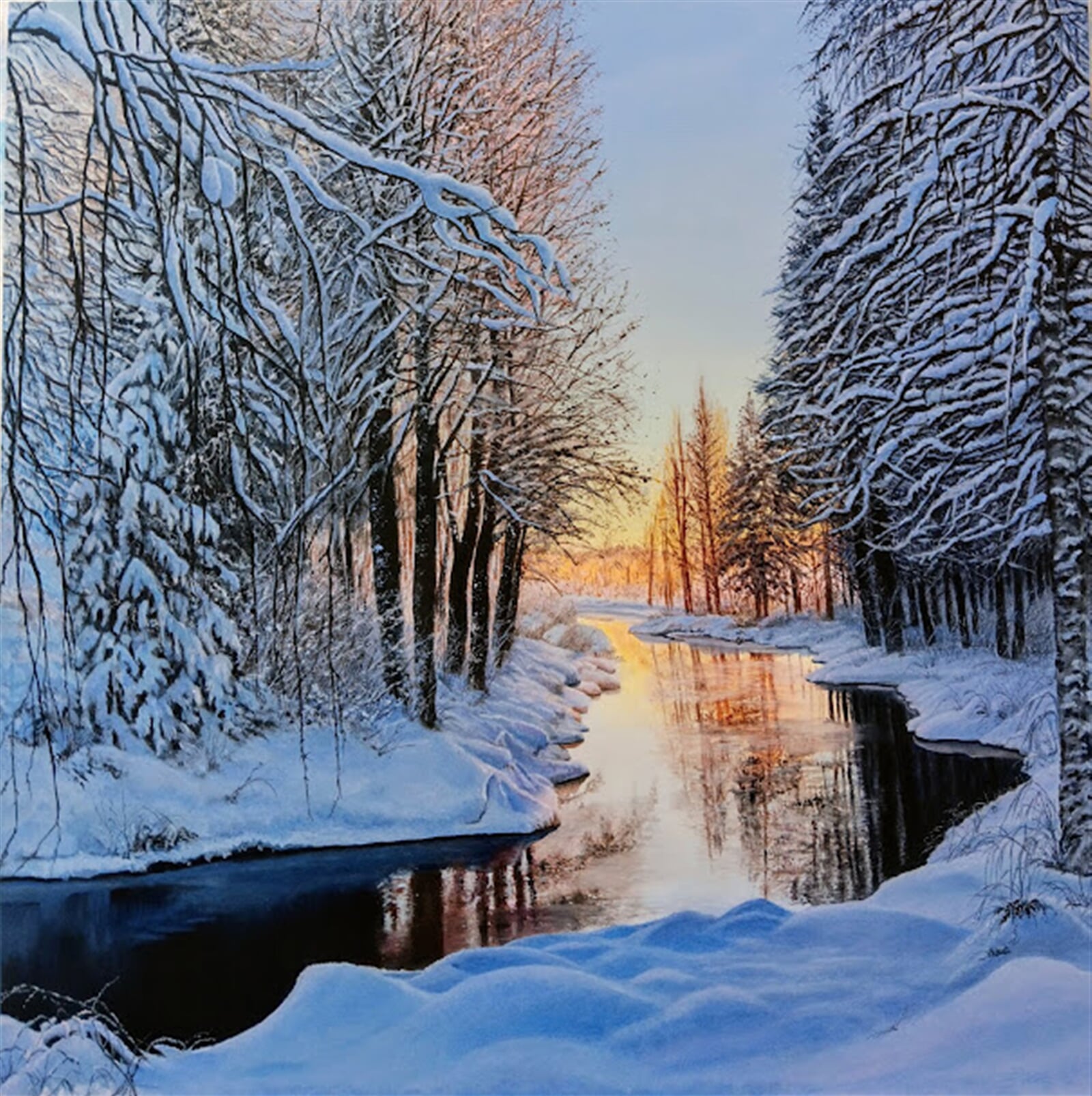 Kamila Hajdušková: Zimní symfonie, 40 × 40 cm