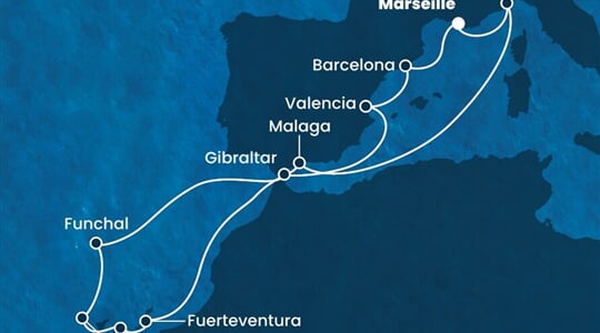Costa Fortuna - Francie, Itálie, Španělsko, Portugalsko, Velká Británie (z Marseille)