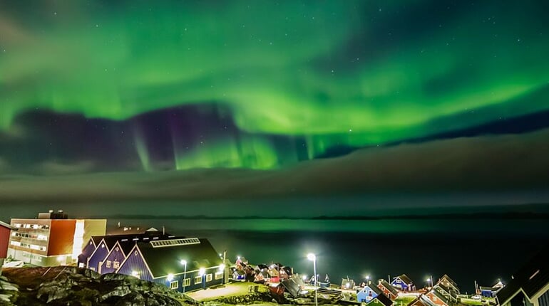 Foto - Zimní Grónsko + POLÁRNÍ ZÁŘE NAD FJORDEM + TRADIČNÍ JÍZDA PSÍM SPŘEŽENÍM (leteck