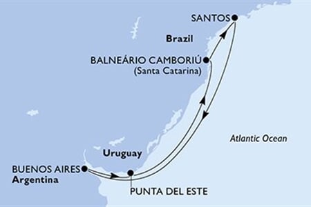 MSC SPLENDIDA - Brazílie, Argentina, Uruguay (Santos)