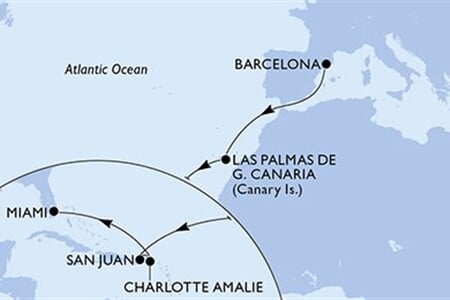 MSC GRANDIOSA - Španělsko, Portoriko, Panenské o. (americké), USA (z Barcelony)