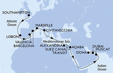 MSC Euribia - Velká Británie, Portugalsko, Španělsko, Francie, Itálie, ... (ze Southamptonu)