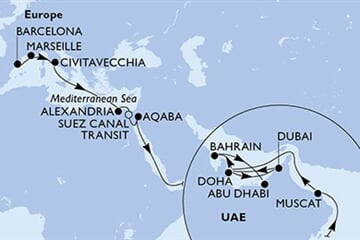 MSC Euribia - Španělsko, Francie, Itálie, Egypt, Jordánsko, ... (z Barcelony)