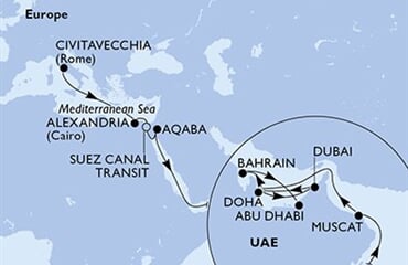 MSC Euribia - Itálie, Egypt, Jordánsko, Omán, Katar, ... (z Civitavecchie)