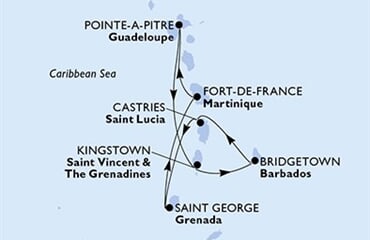 MSC Virtuosa - Martinik, Guadeloupe, Sv.Vincenc a Grenadiny, Barbados, Sv.Lucie, ... (Fort-de-France)